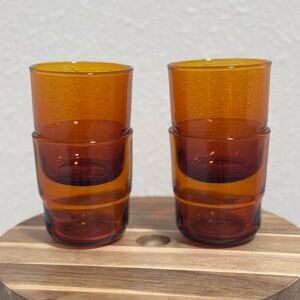Our Place Night & Day Short Drinking Glasses Set of 4 Amber Sunset Stackable